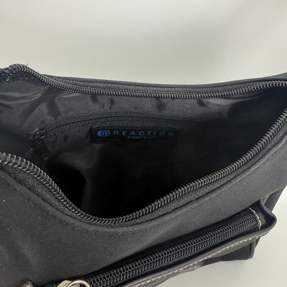 Reaction Kenneth Cole Black Plain Multi-Pocket Single Strap Purse Handbag - Picture 6 of 8